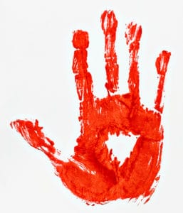 bloody handprint -- crime scene cleaning concept