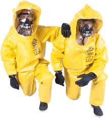crime scene cleaners in protective gear