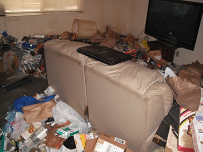 a hoarders junk in a house
